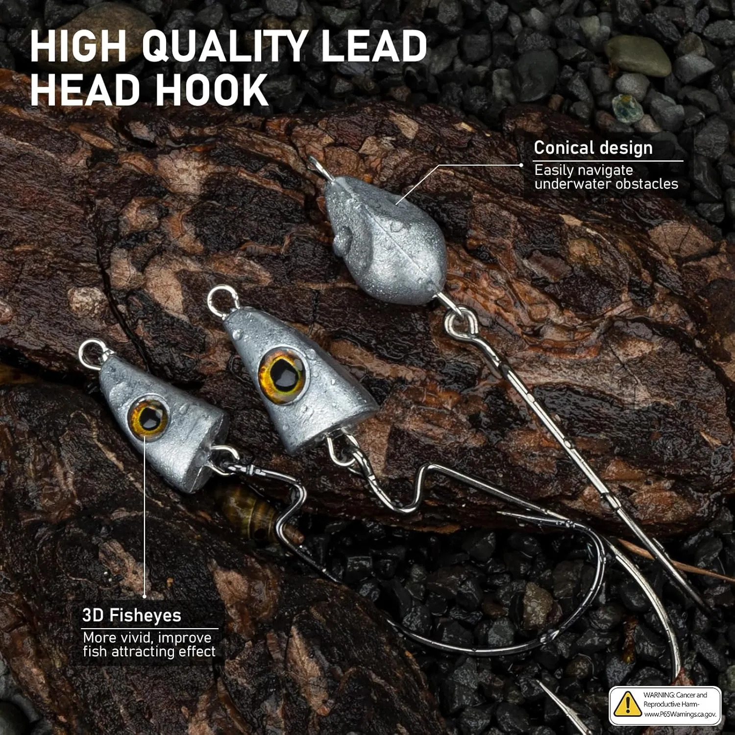 THKFISH Fish Eye Swimbait Jig Heads, 20PCS Weighted Swimbait Hooks for Texas or Ned Rig Fishing, Weedless Swing Jig Heads for Bass