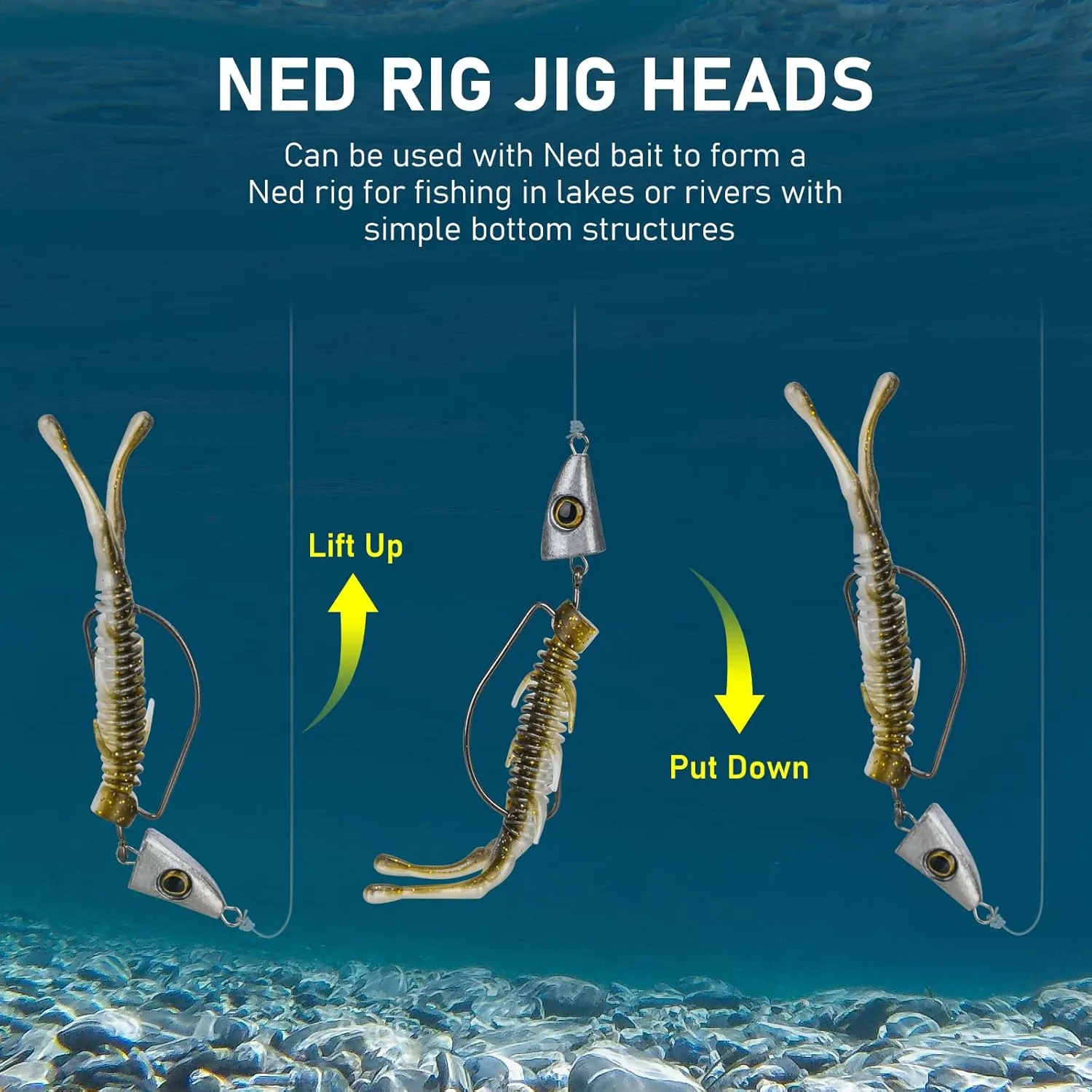 THKFISH Fish Eye Swimbait Jig Heads, 20PCS Weighted Swimbait Hooks for Texas or Ned Rig Fishing, Weedless Swing Jig Heads for Bass