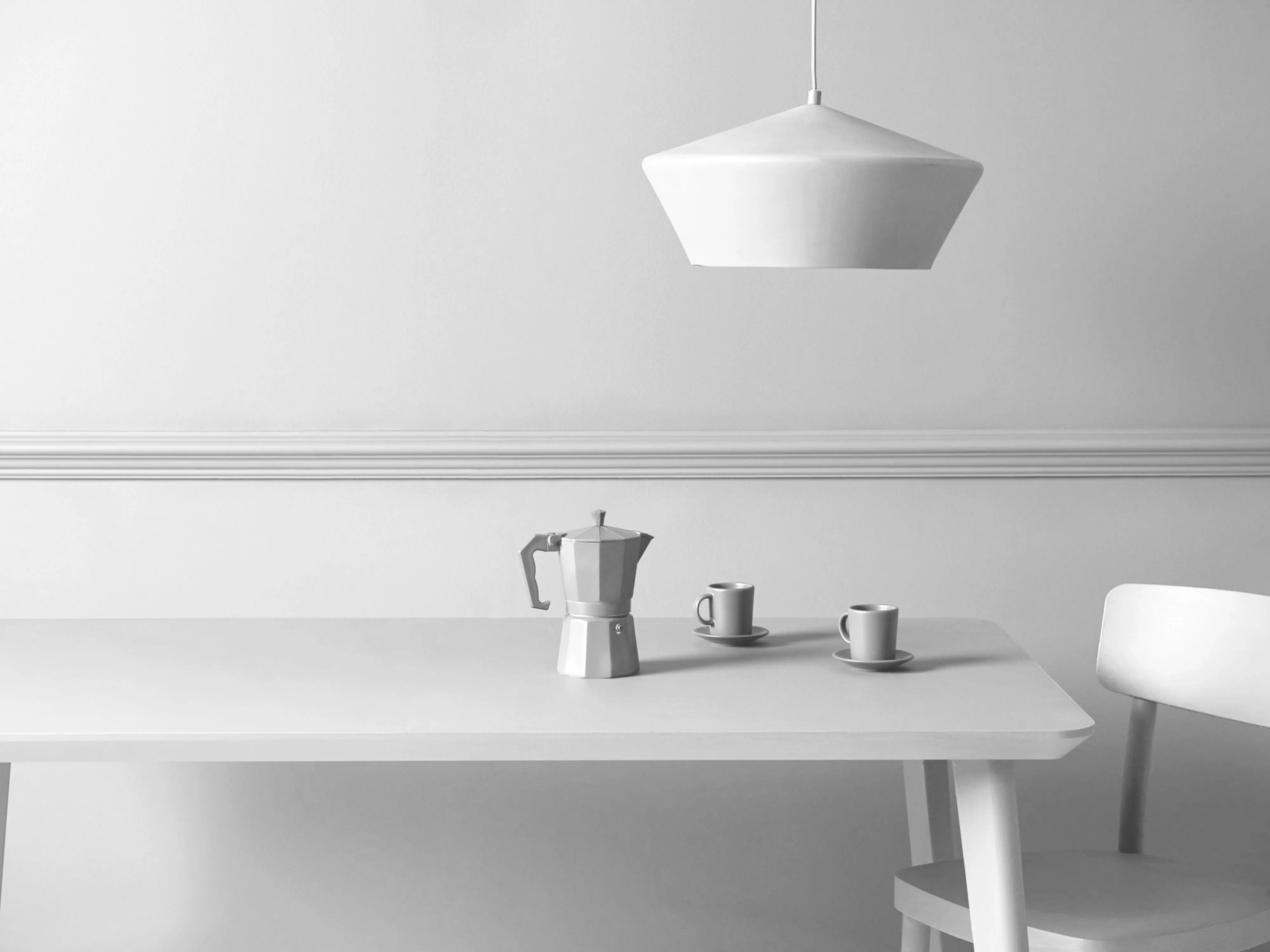 White wide metal diner pendant