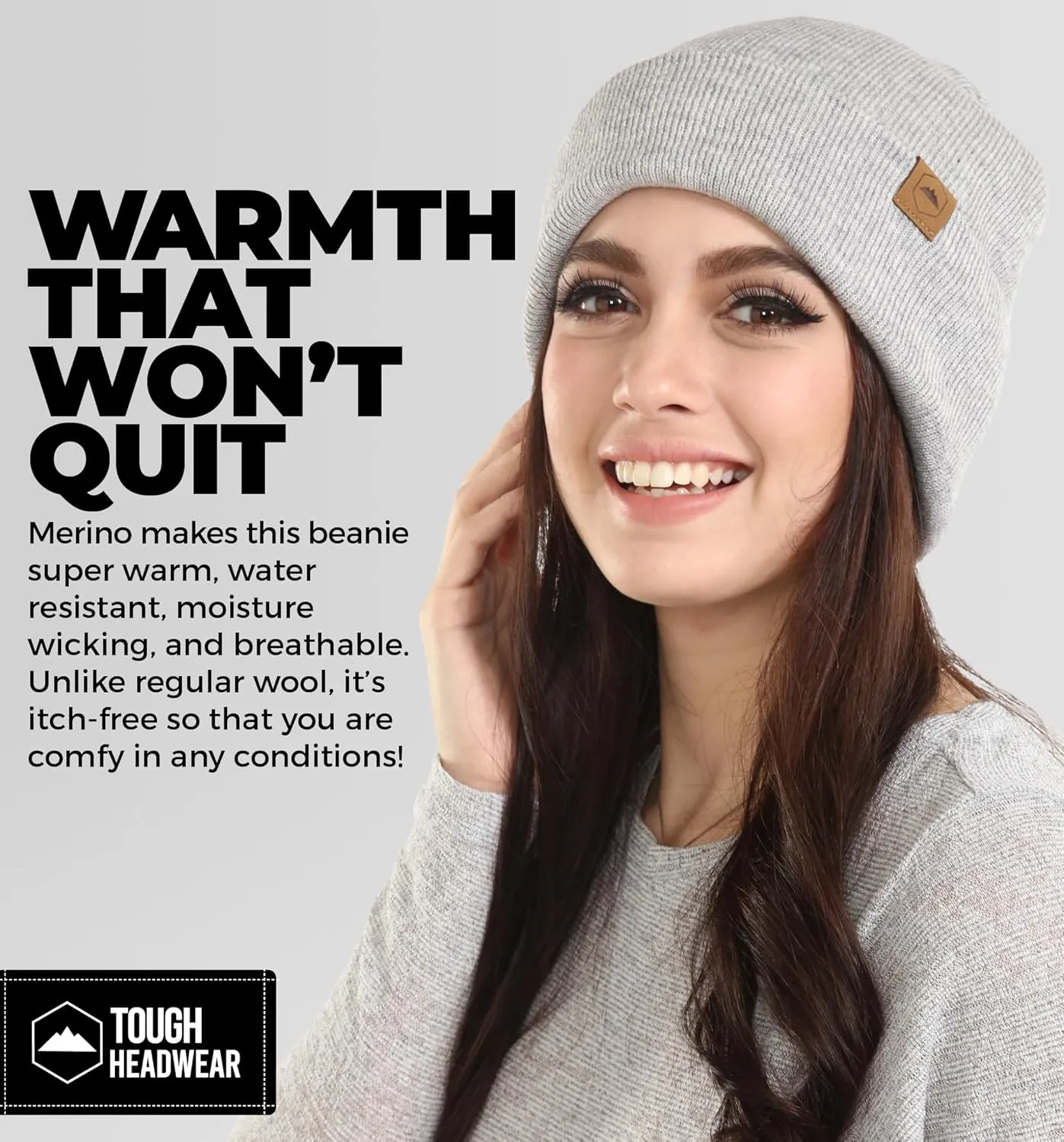 Winter Beanie Knit Hat for Men & Women - Merino Wool Ribbed Cap - Warm & Soft Stylish Toboggan Skull Caps for Cold Weather