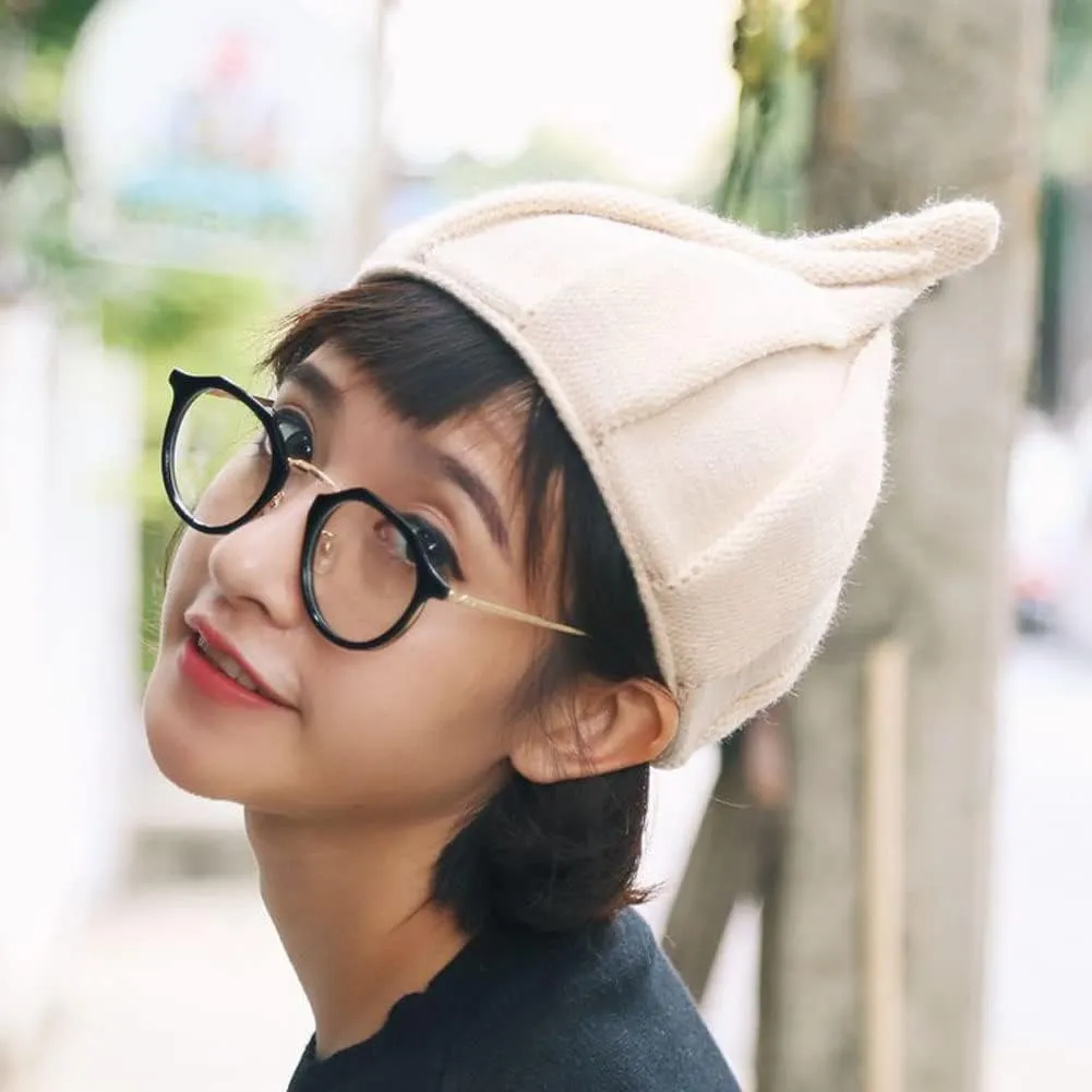 Women Winter Knitted Cone Hat Warm Skull Beanie Fashionable Hats, 2 Pack
