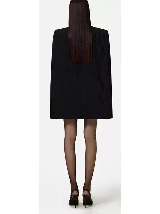 Women’s Beaded Knit Cape and Dress Set, Black