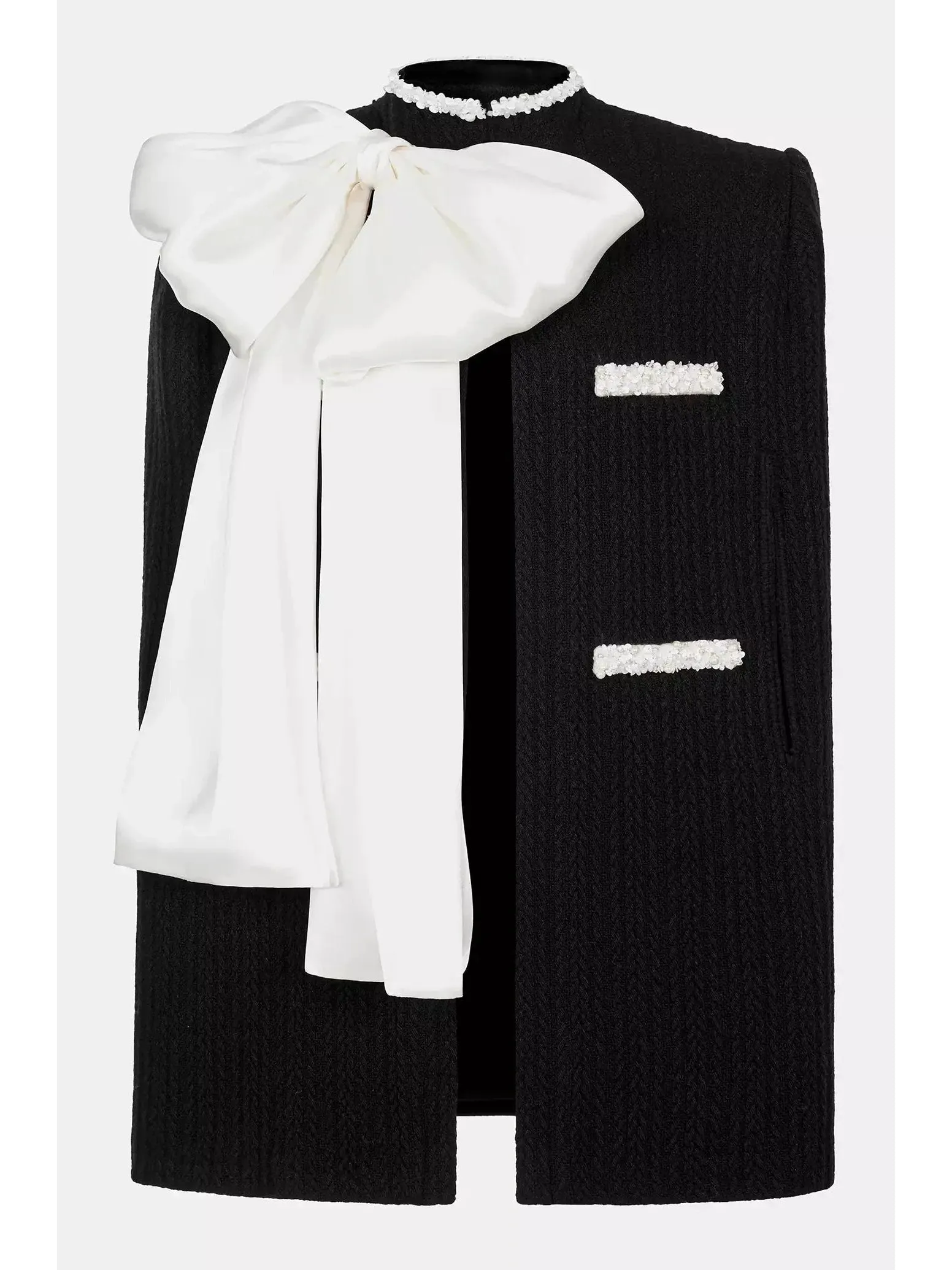 Women’s Beaded Knit Cape and Dress Set, Black