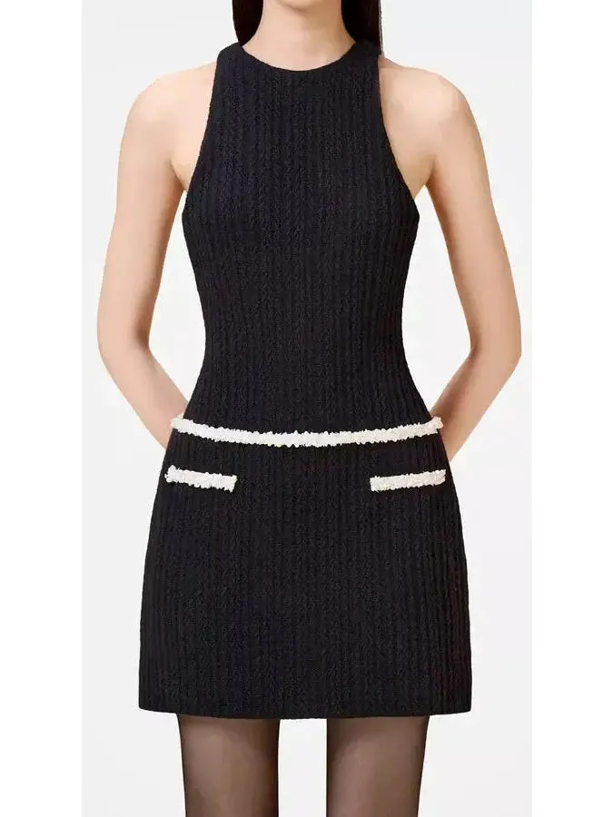 Women’s Beaded Knit Cape and Dress Set, Black