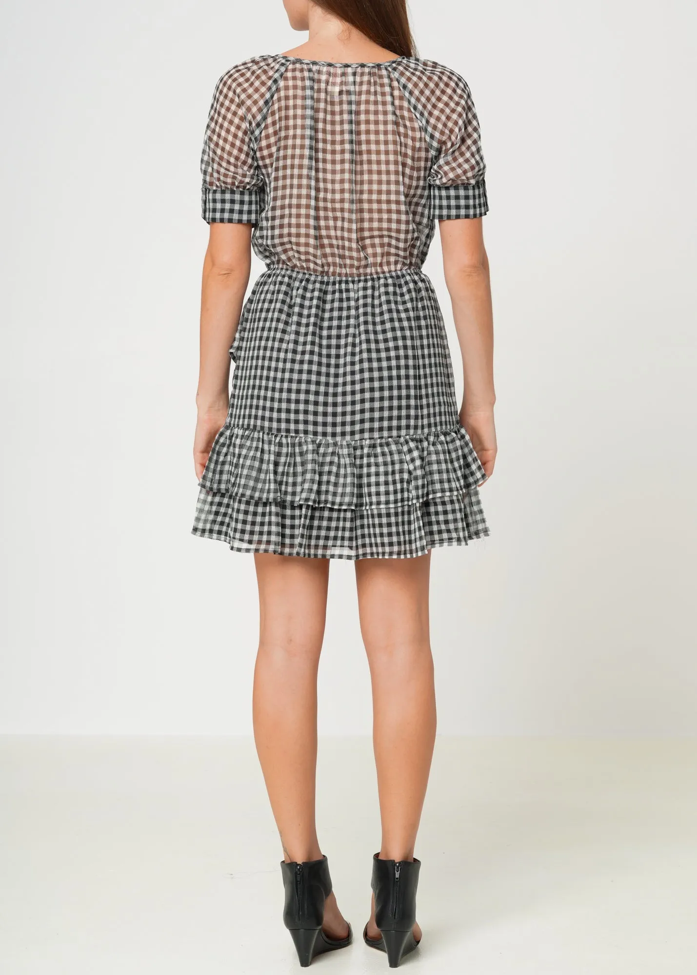 Women's Crinkle Chiffon Gingham in Black