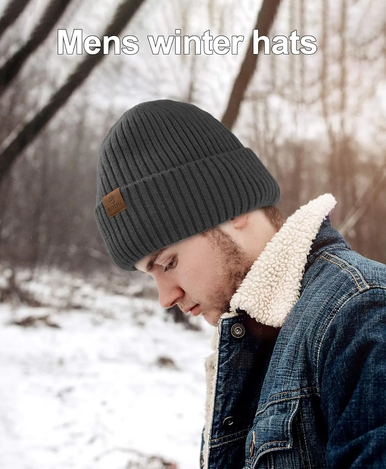 ZTL Merino Wool Beanie Hat for Men Women, Thick Warm Fleece Lined Knit Winter Hats Cuffed Beanie Stocking Hat Ski Skull Cap