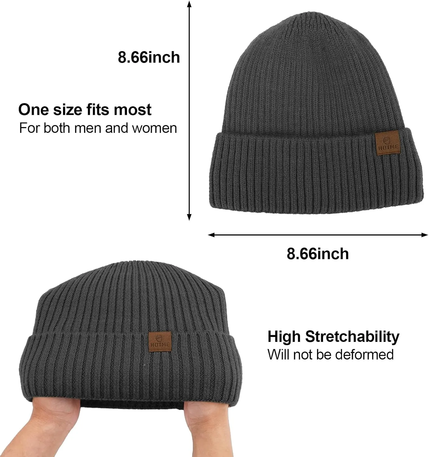 ZTL Merino Wool Beanie Hat for Men Women, Thick Warm Fleece Lined Knit Winter Hats Cuffed Beanie Stocking Hat Ski Skull Cap