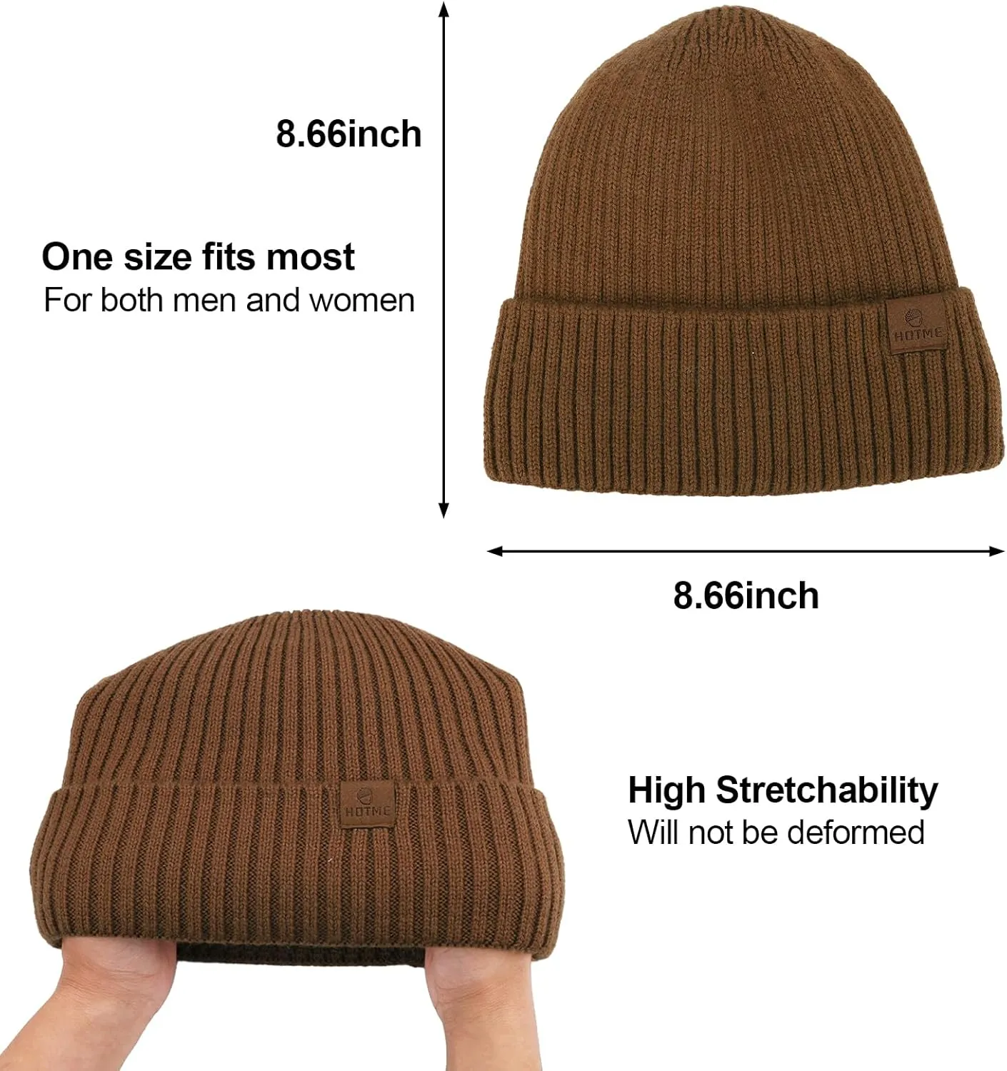 ZTL Merino Wool Beanie Hat for Men Women, Thick Warm Fleece Lined Knit Winter Hats Cuffed Beanie Stocking Hat Ski Skull Cap