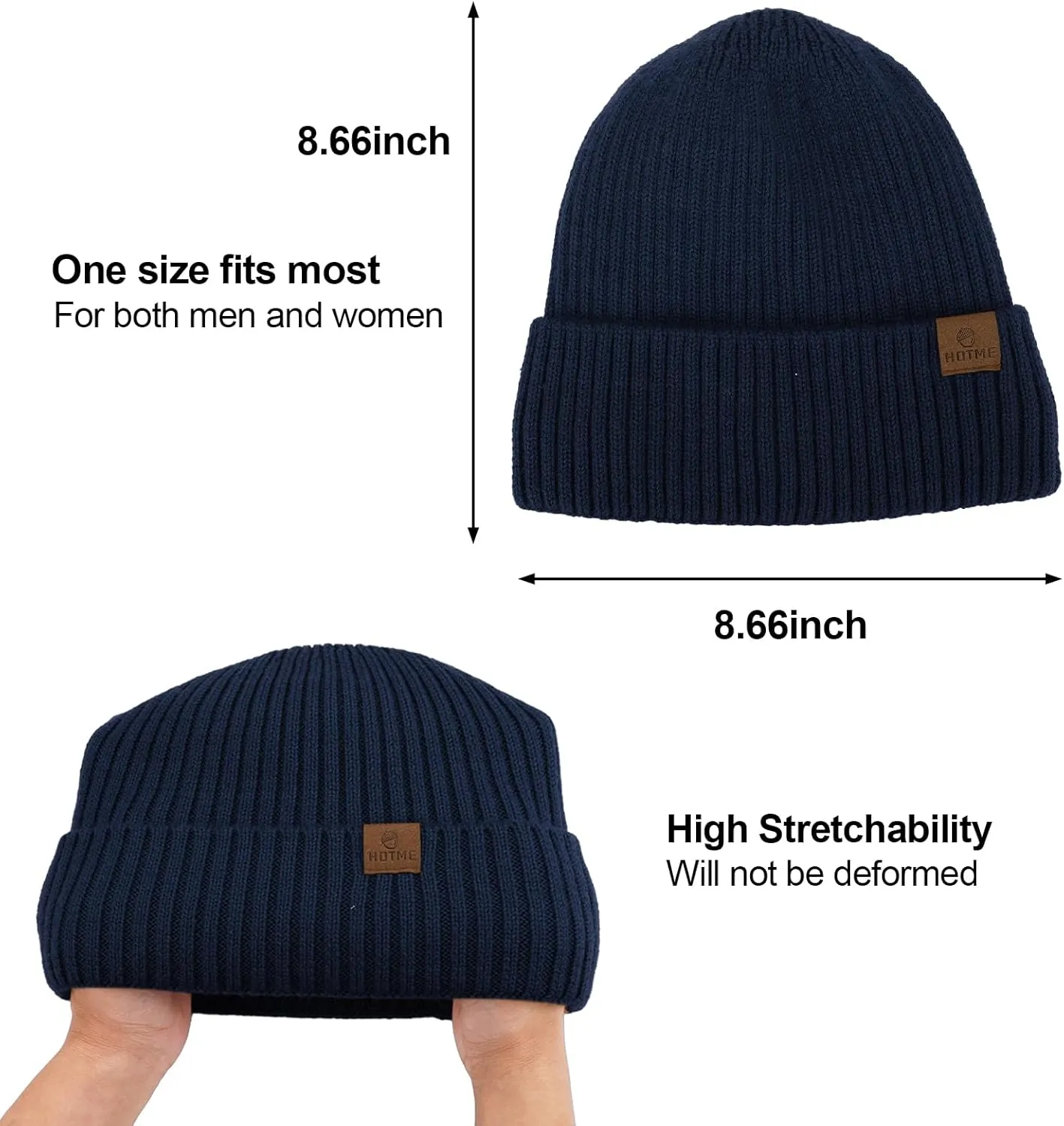 ZTL Merino Wool Beanie Hat for Men Women, Thick Warm Fleece Lined Knit Winter Hats Cuffed Beanie Stocking Hat Ski Skull Cap