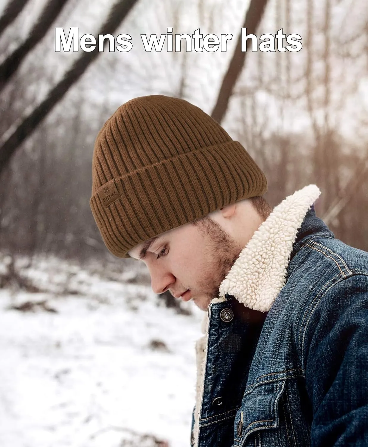 ZTL Merino Wool Beanie Hat for Men Women, Thick Warm Fleece Lined Knit Winter Hats Cuffed Beanie Stocking Hat Ski Skull Cap